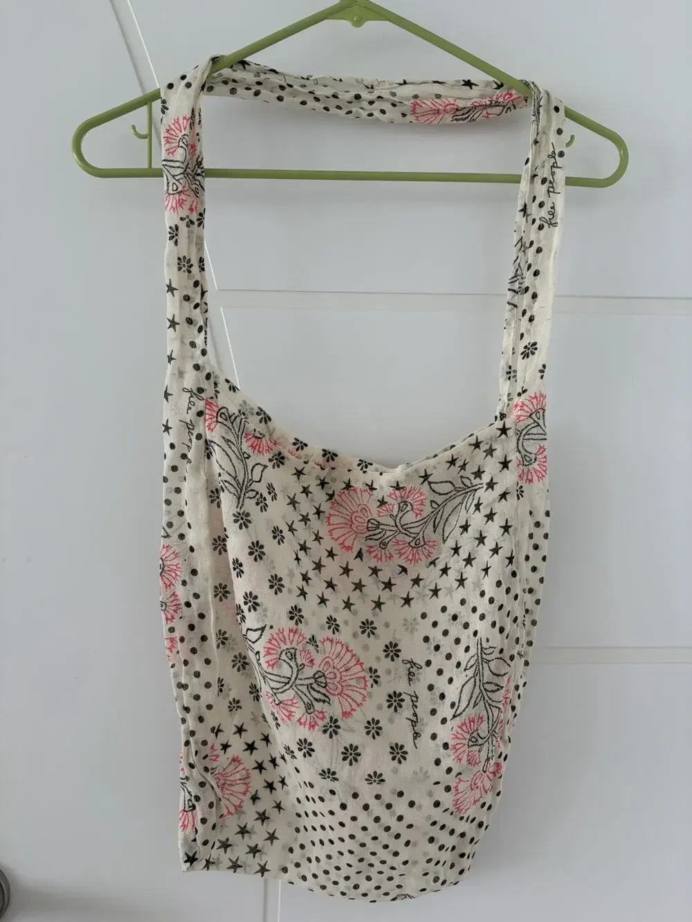 Free People Bohemian Lightweight Beige Pink Beach Bag Shopper Tote Bag